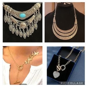 4 Necklace 2 with earrings gold and silver gorgeous jewelry